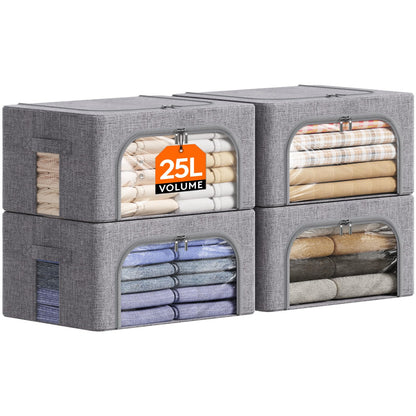 Lifewit Clothes Storage Bins with Metal Frame, Stackable Storage Box