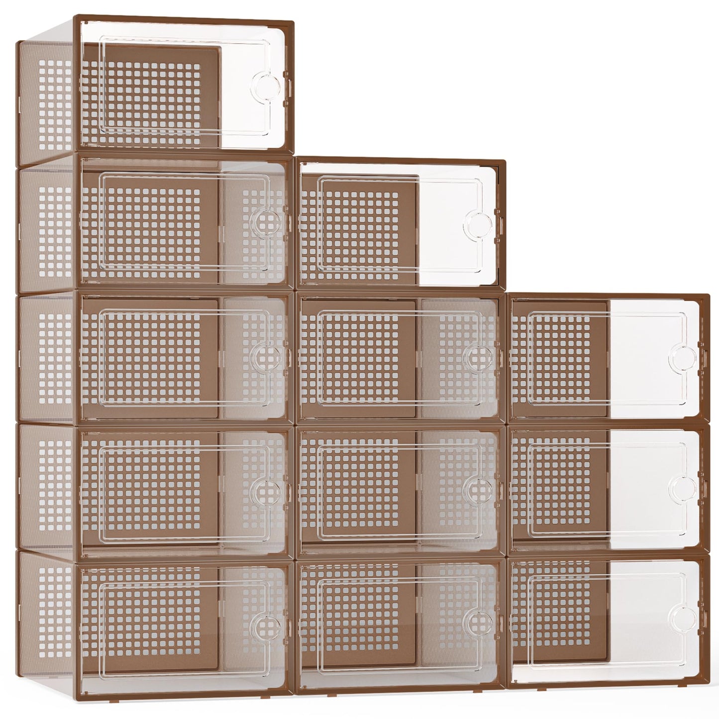 Clear Stackable Shoe Storage Boxes Plastic Sneaker Organizer 12 Pack Shoe Containers Closet Storage System