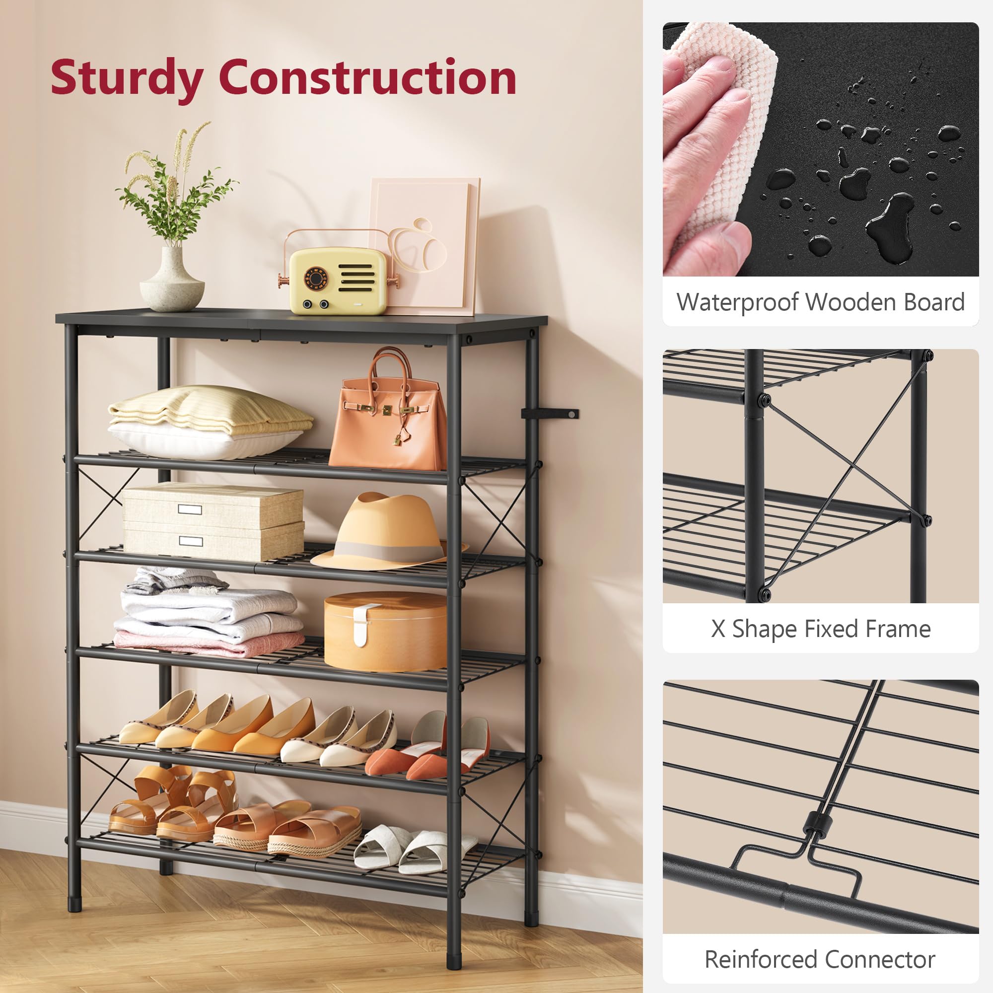 Tajsoon 6-Tier Shoe Rack Organizer