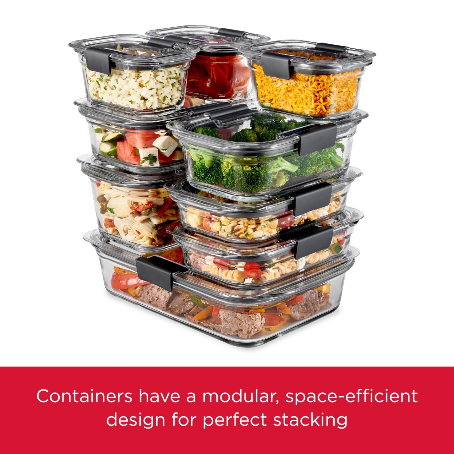 Glass Food Storage Containers Set of 9, Leak-Proof, BPA-Free, Clear