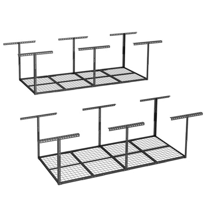 Overhead Garage Storage Rack 4x8 Adjustable Heavy Duty Ceiling Mounted Storage System 750 lbs Capacity Metal Garage Organizer Rack