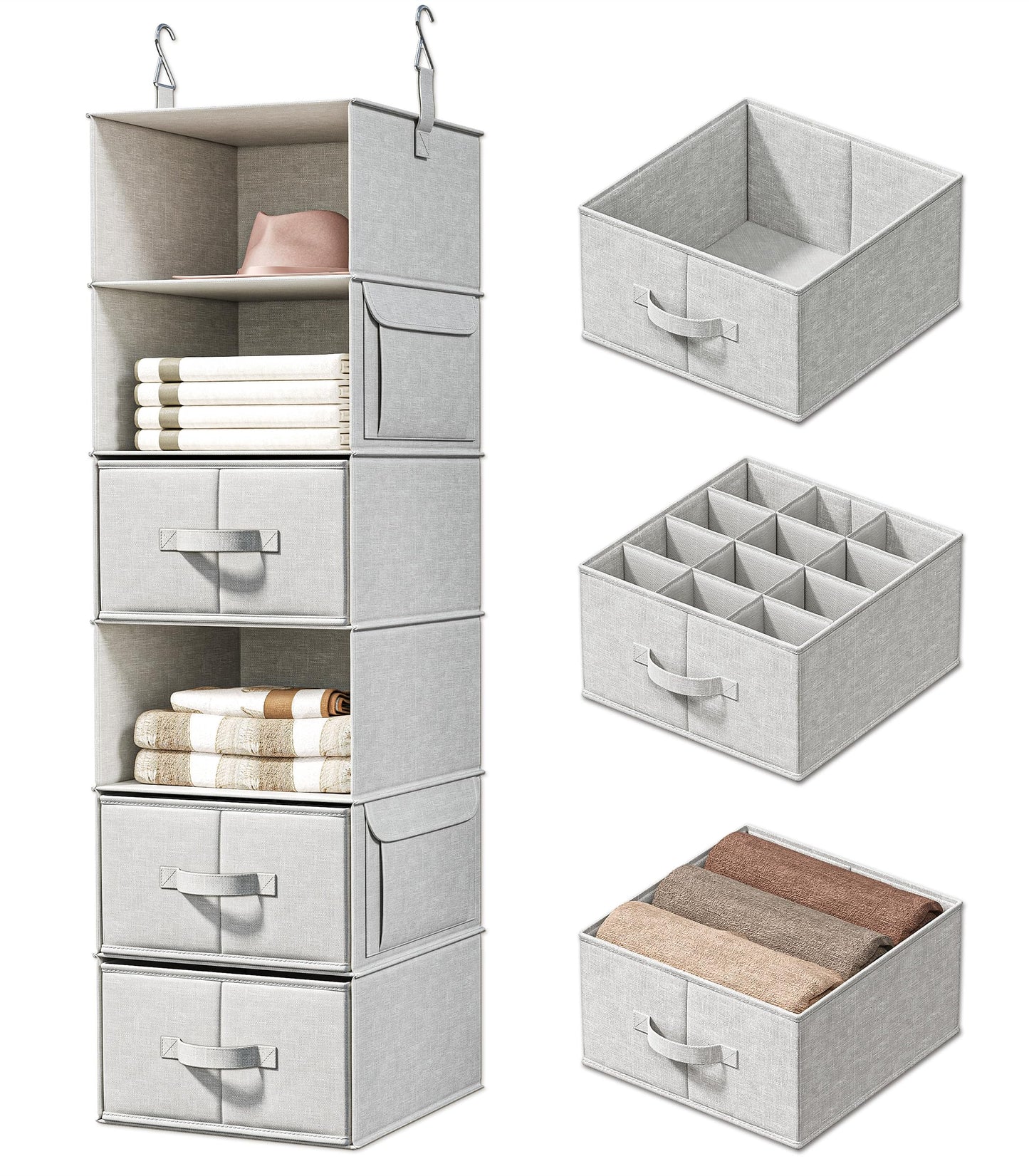 Hanging Closet Organizer Shelves with Drawers Closet Storage Organizer with Shelves and Compartments