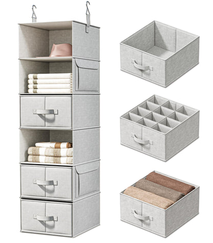 Hanging Closet Organizer Shelves with Drawers Closet Storage Organizer with Shelves and Compartments