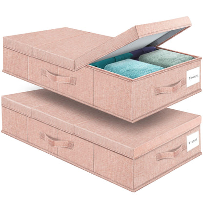 Under Bed Storage Containers Large Foldable Storage Box with Lid Clothes Shoes Blankets Pillow Organizer