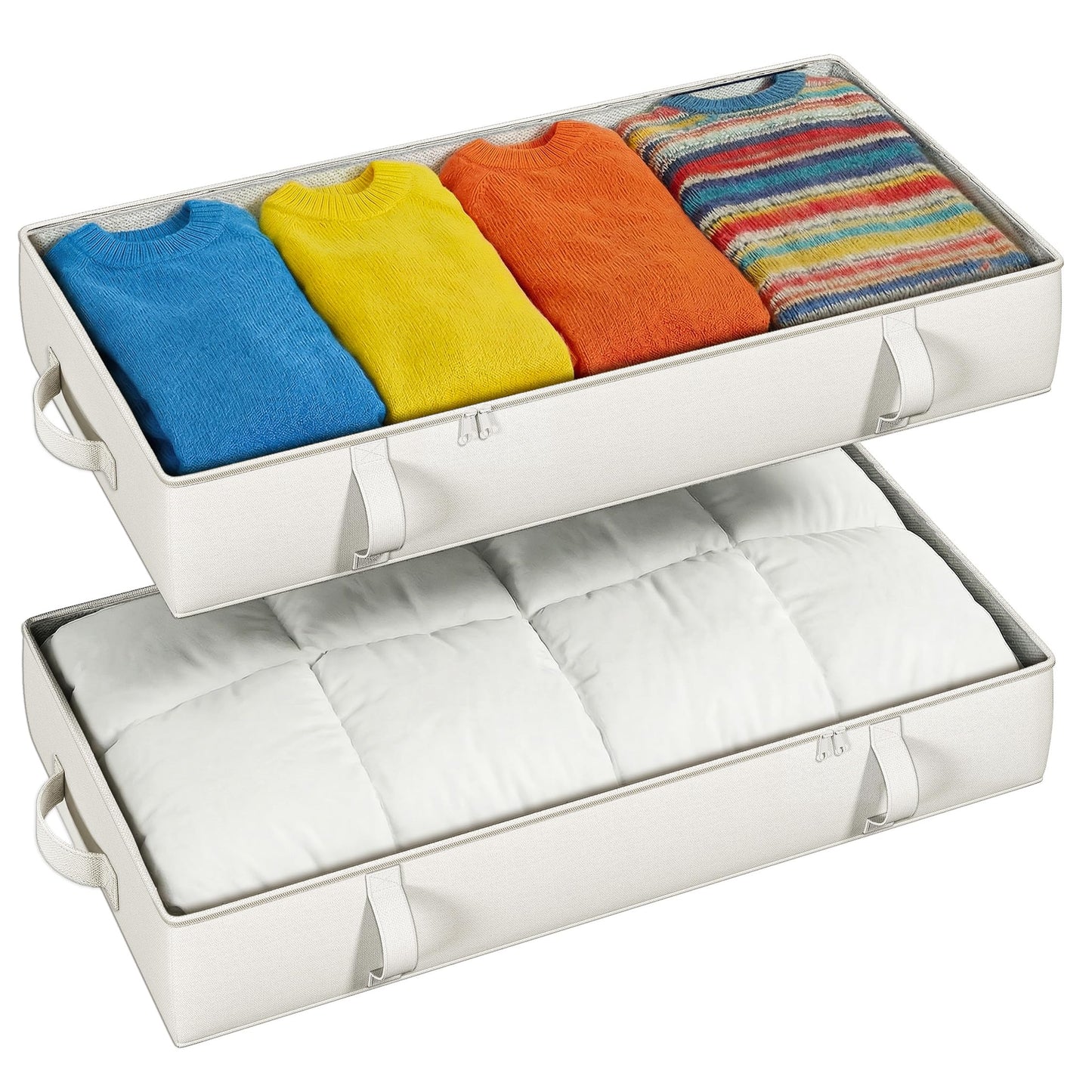 Under Bed Storage Containers 2 Pack Durable Organizer Bins Reinforced Clothes Accessories Storage Box