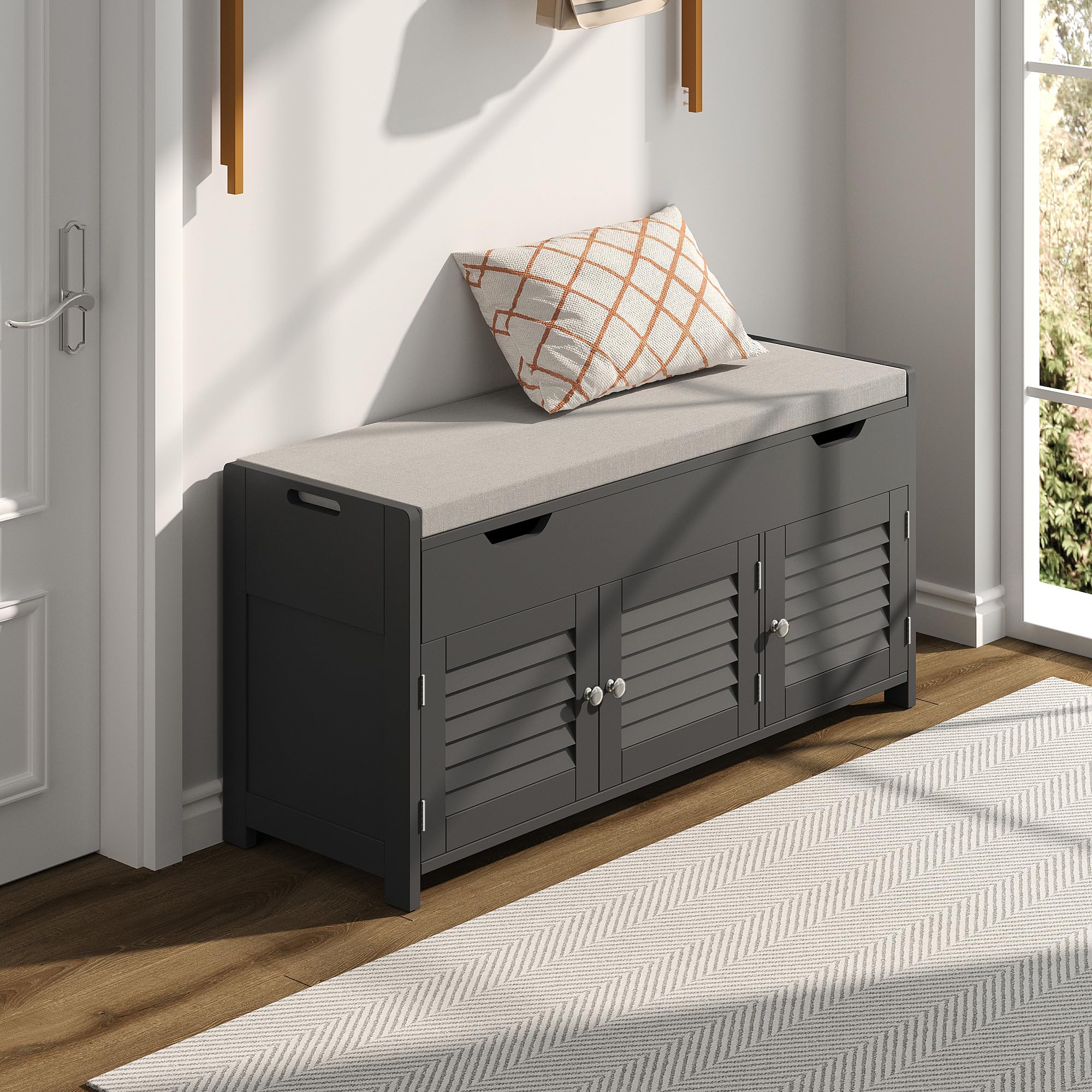 Shoe Storage Bench Lift Top Entryway Storage Bench Organizer Seat with Storage Cabinet