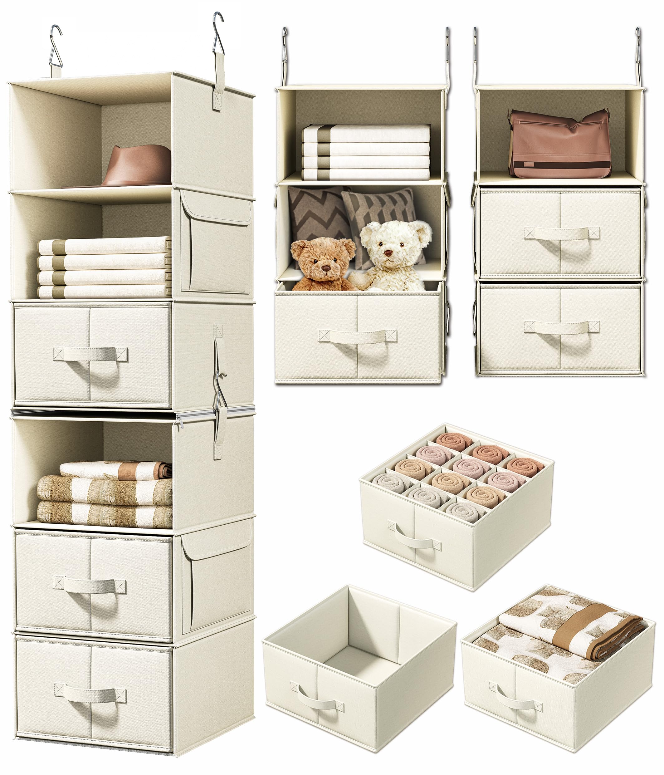 Hanging Closet Organizer Shelves with Drawers Closet Storage Organizer with Shelves and Compartments