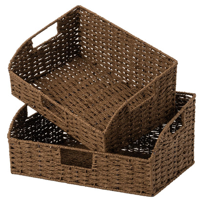 Wicker Storage Baskets Pantry Organizers Storage Basket 2 Pack