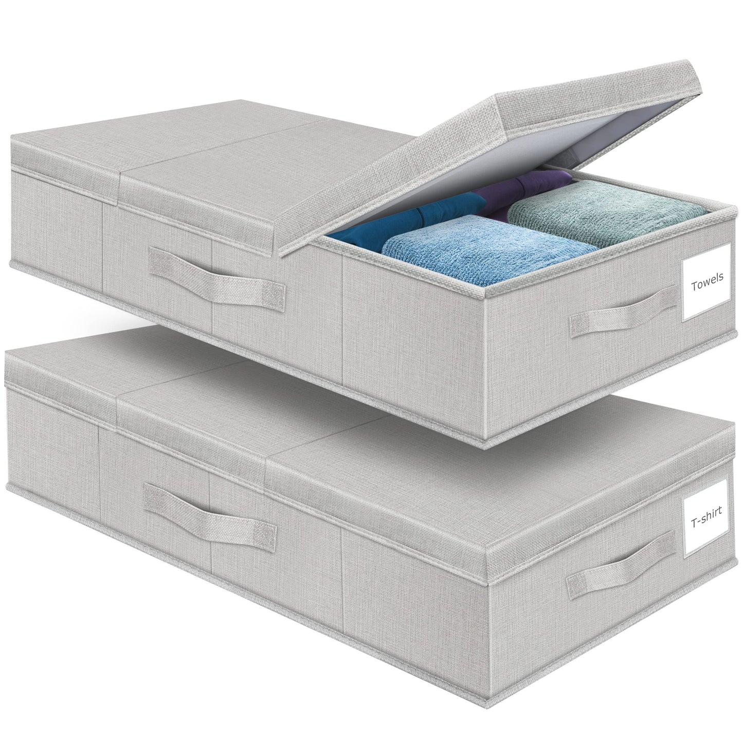 Under Bed Storage Containers Large Foldable Storage Box with Lid Clothes Shoes Blankets Pillow Organizer