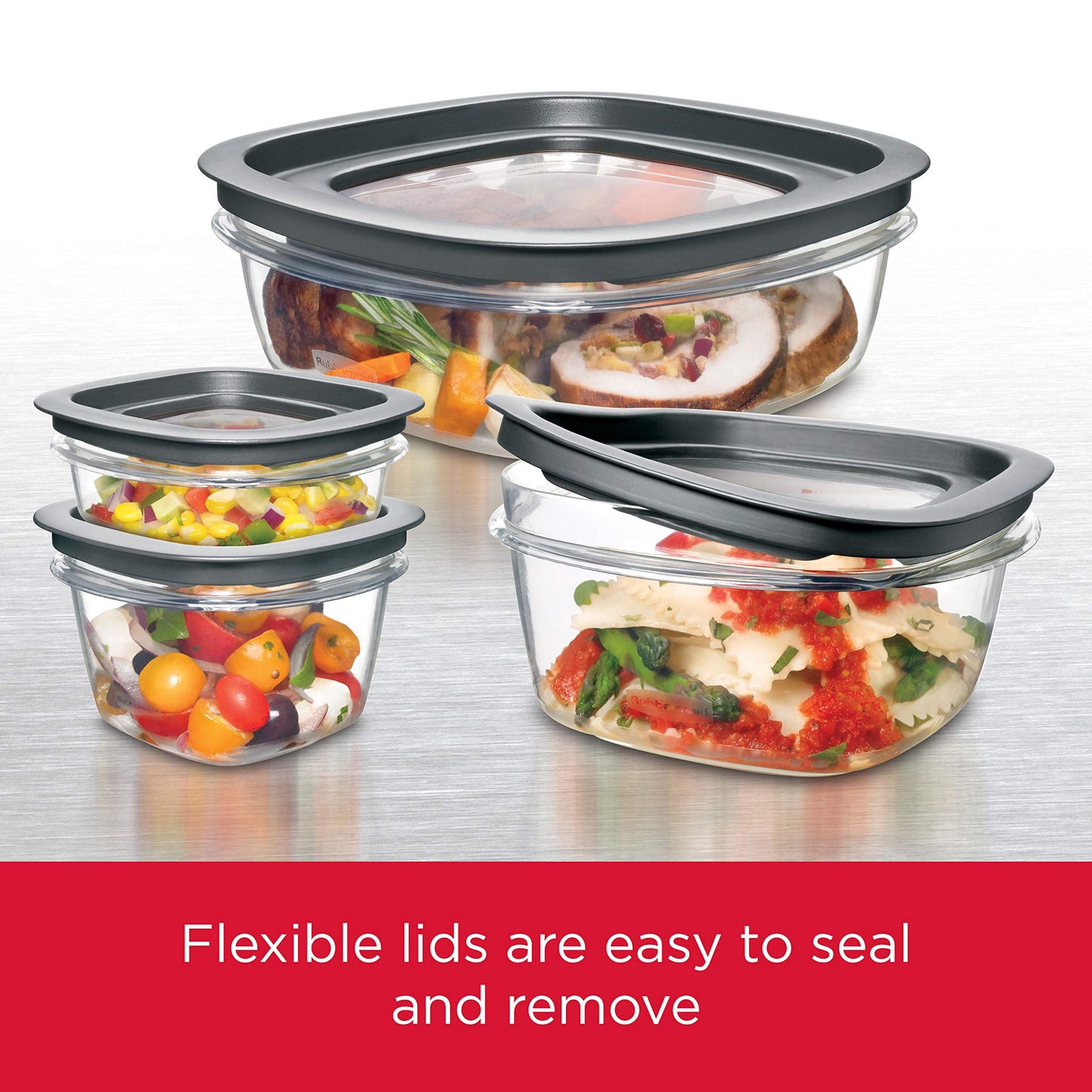 Food Storage Container Set, 10-Piece, BPA-Free, Microwave & Dishwasher Safe, Grey