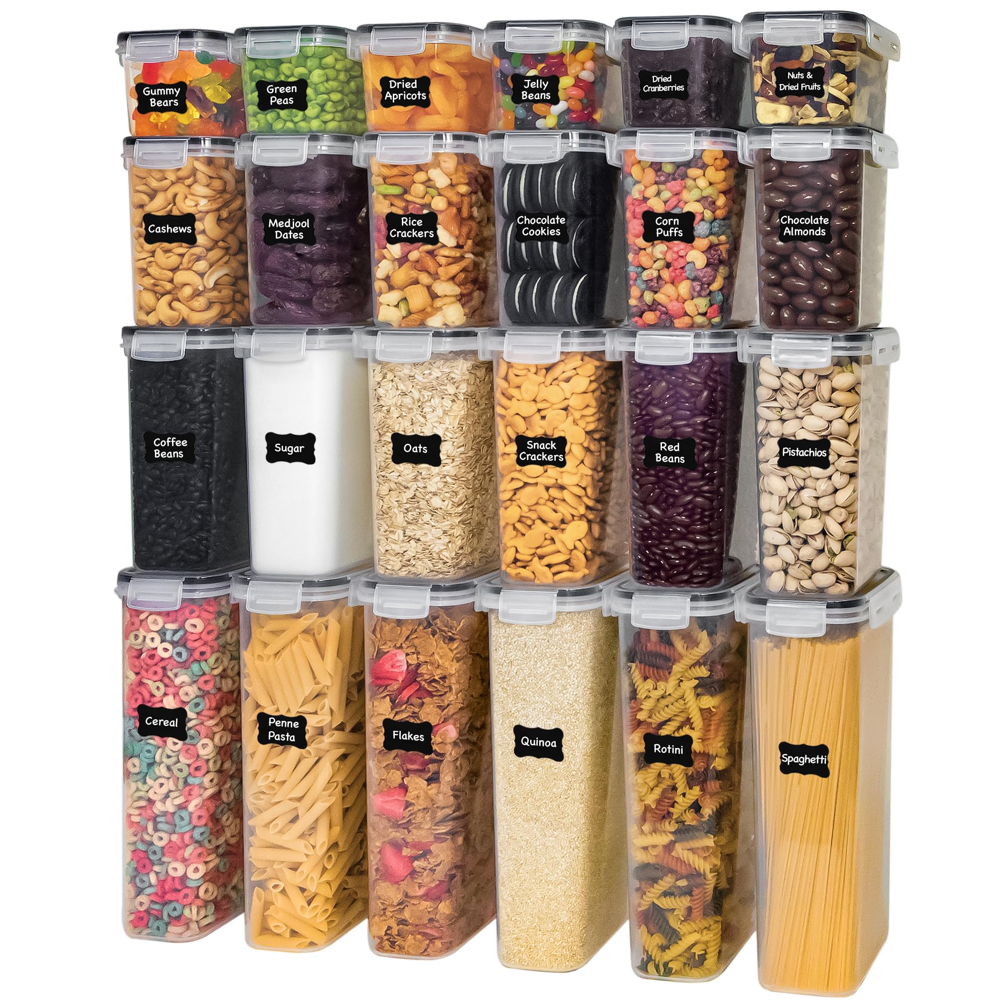 Airtight Food Storage Containers Set, 48-Piece with Lids, Labels