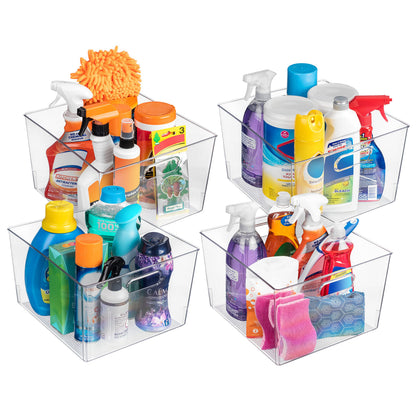 Clear Plastic Storage Bins XL 8 Pack Kitchen Pantry Fridge Organizer