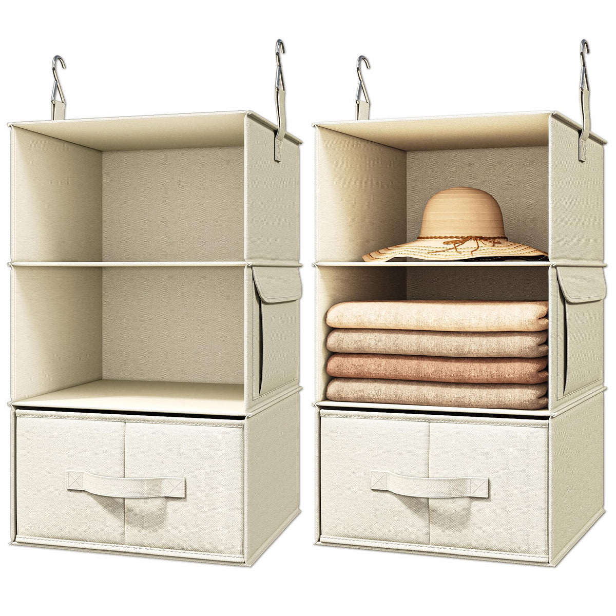 Hanging Closet Organizer Shelves with Drawers Closet Storage Organizer with Shelves and Compartments