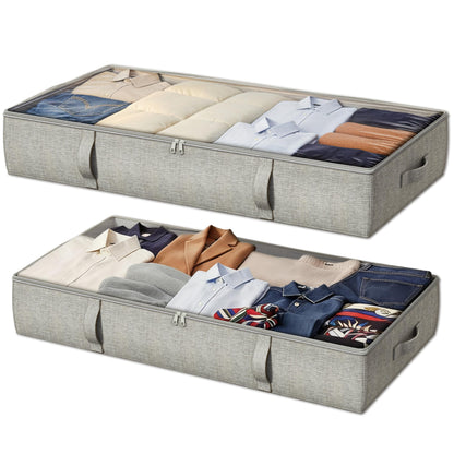 Under Bed Storage Containers 2 Pack Durable Organizer Bins Reinforced Clothes Accessories Storage Box