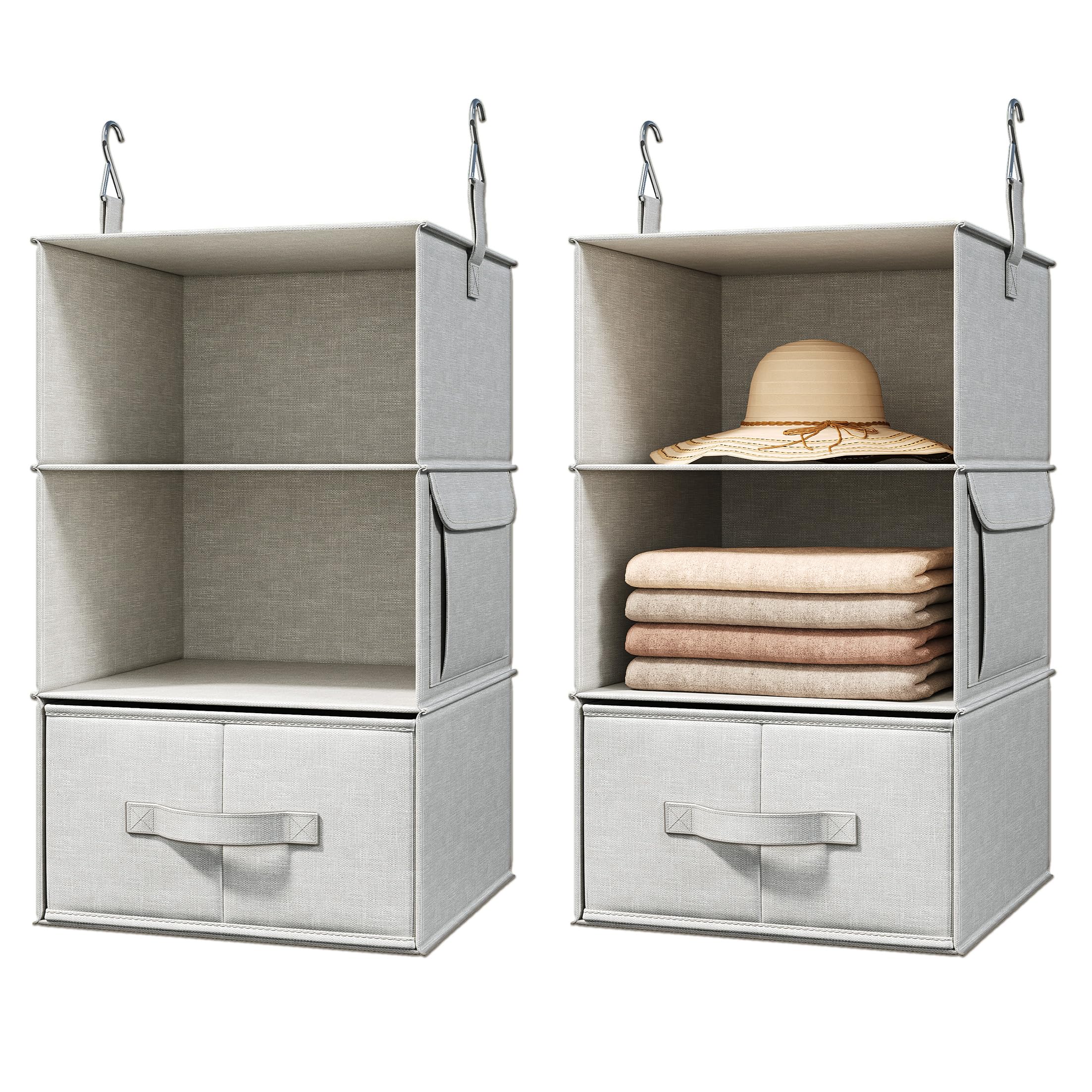 Hanging Closet Organizer Shelves with Drawers Closet Storage Organizer with Shelves and Compartments