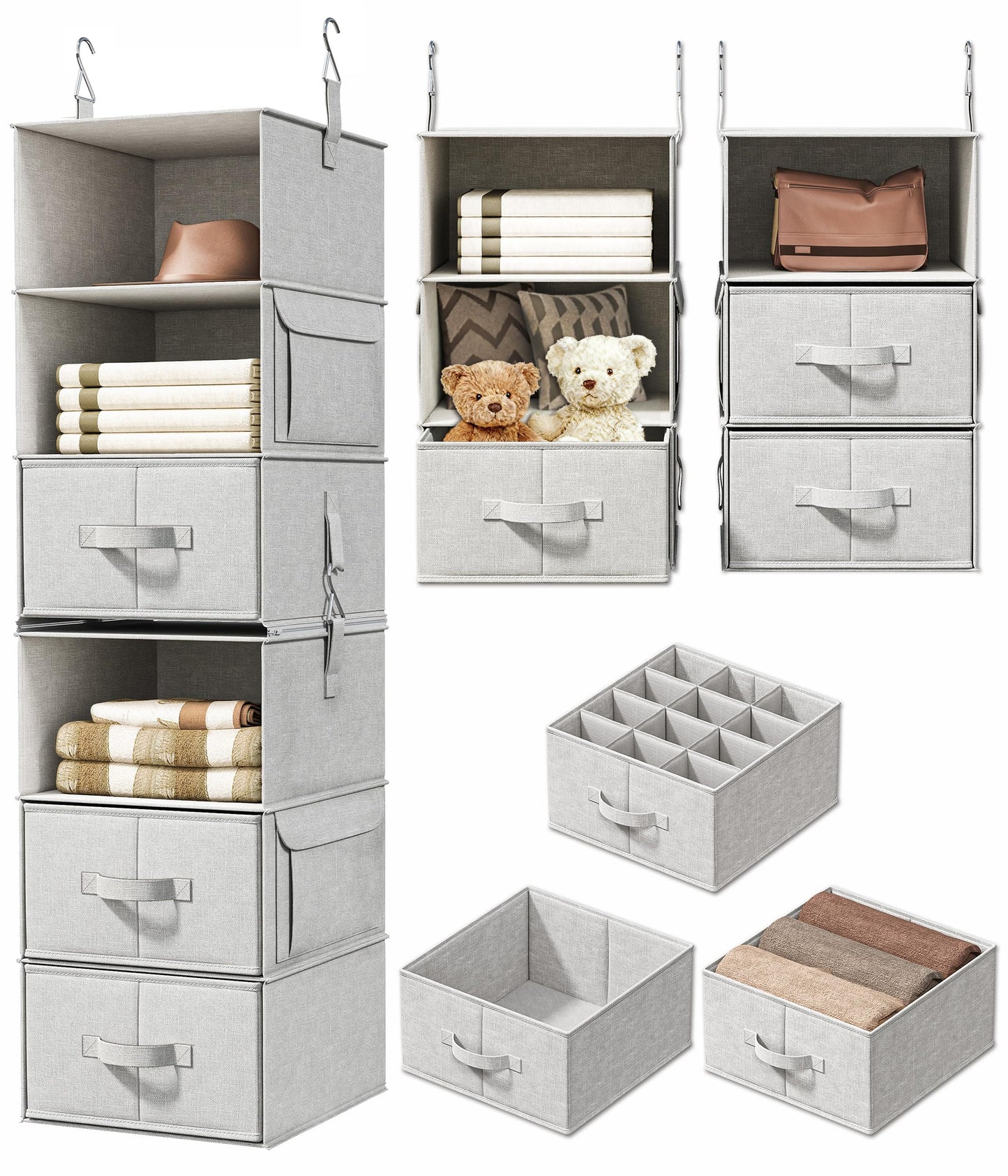 Hanging Closet Organizer Shelves with Drawers Closet Storage Organizer with Shelves and Compartments