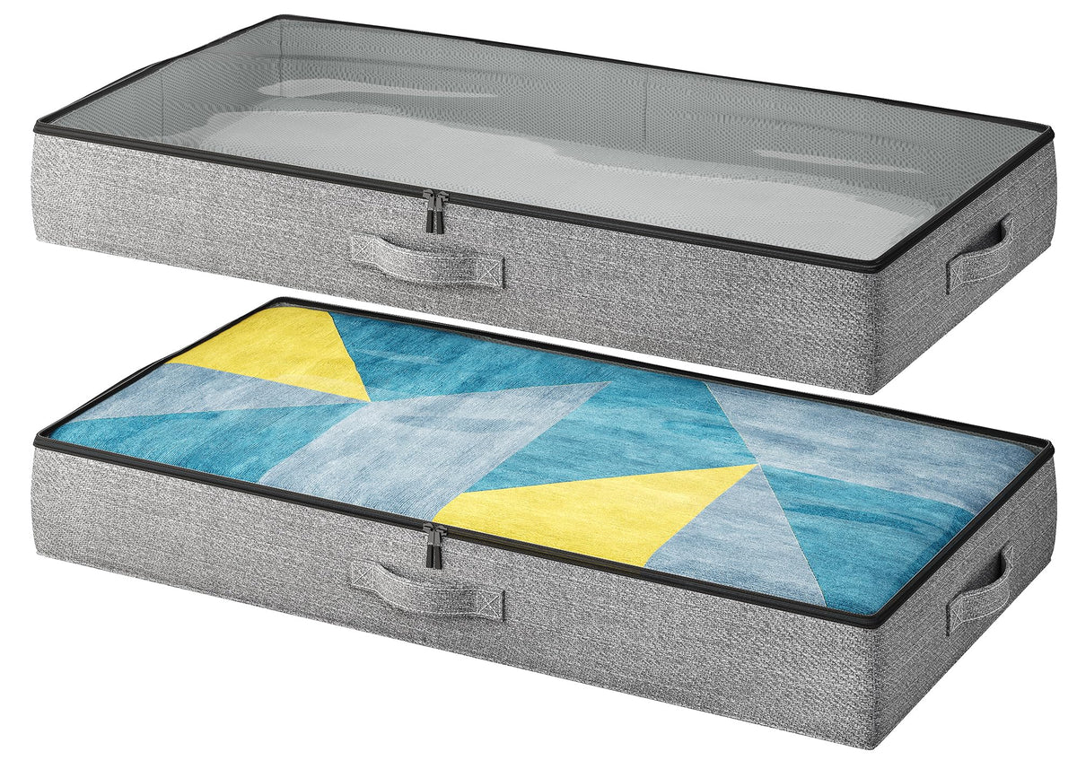 Under Bed Storage Containers 2 Pack Durable Organizer Bins Reinforced Clothes Accessories Storage Box