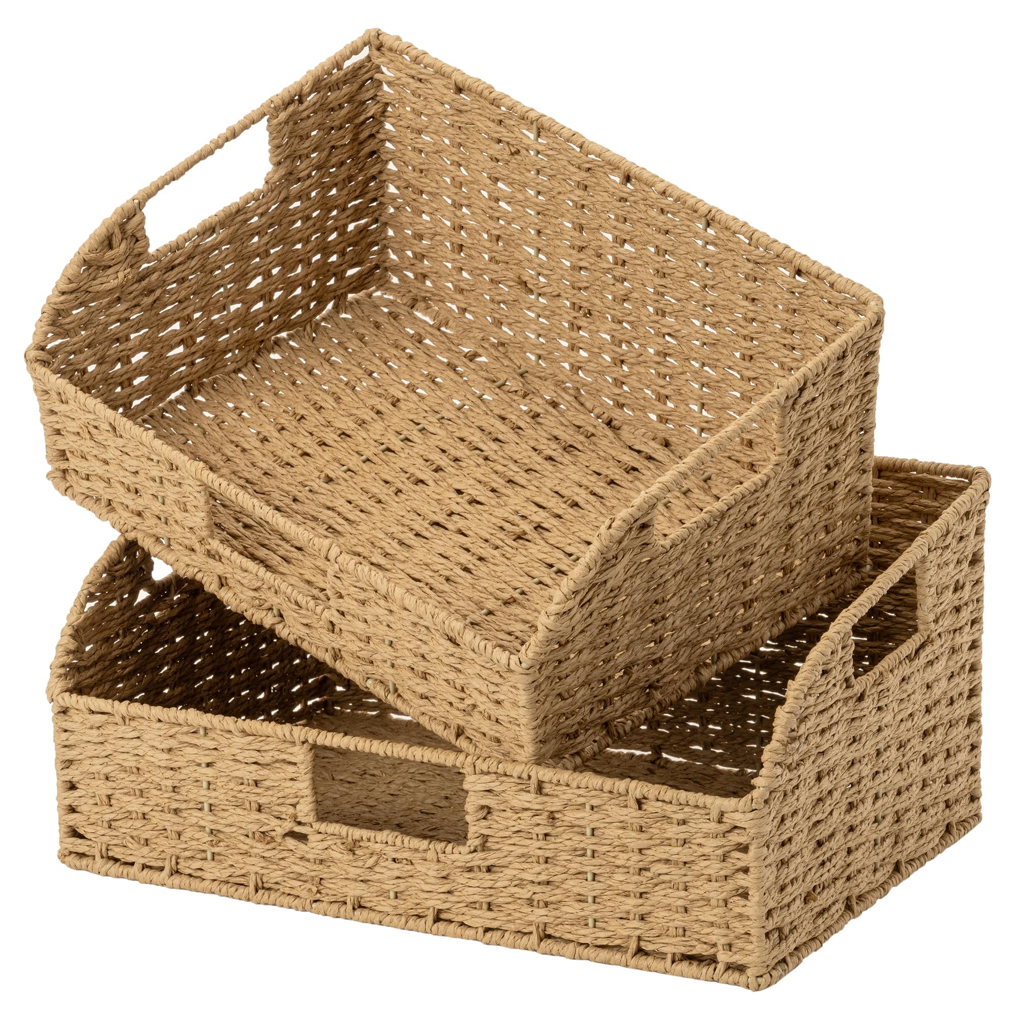Wicker Storage Baskets Pantry Organizers Storage Basket 2 Pack