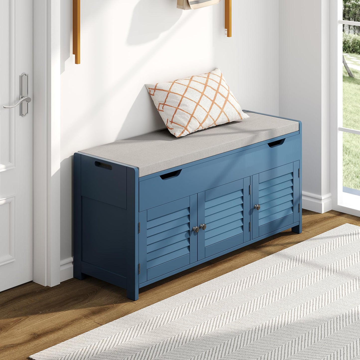 Shoe Storage Bench Lift Top Entryway Storage Bench Organizer Seat with Storage Cabinet