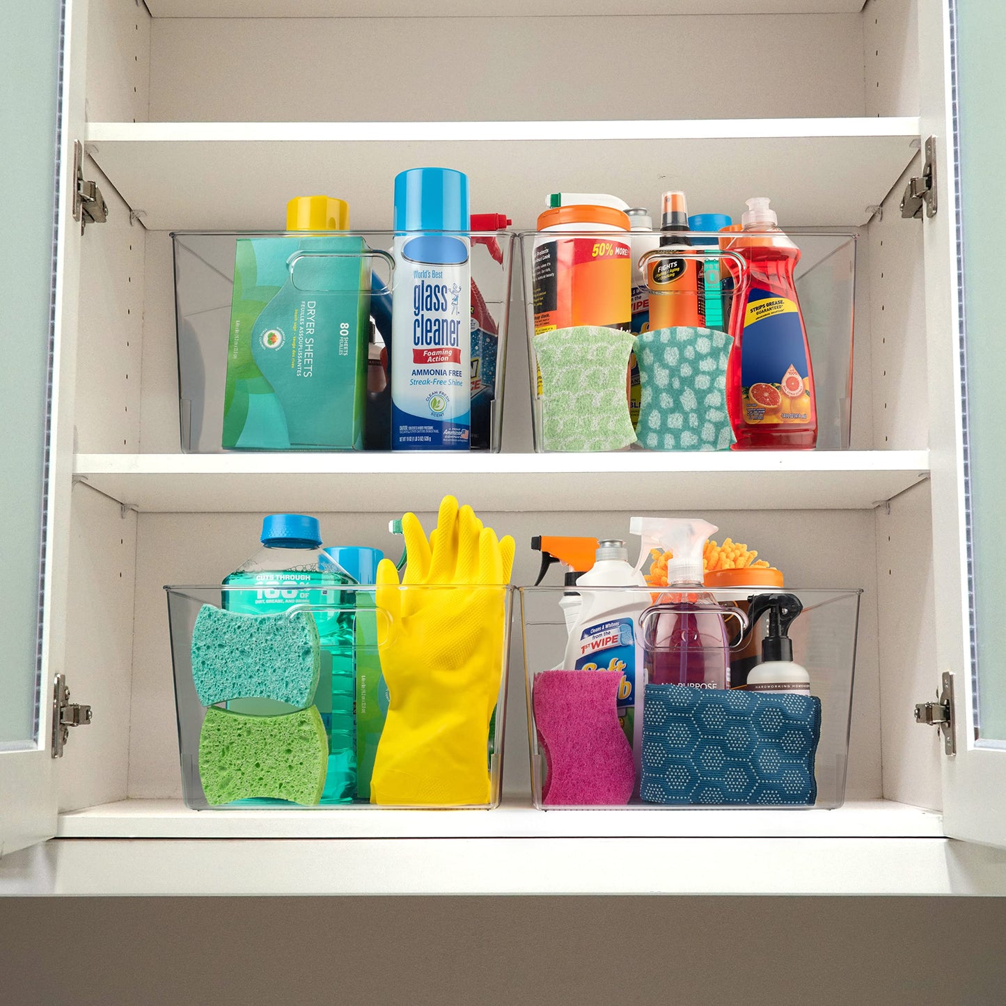 Clear Plastic Storage Bins XL 8 Pack Kitchen Pantry Fridge Organizer