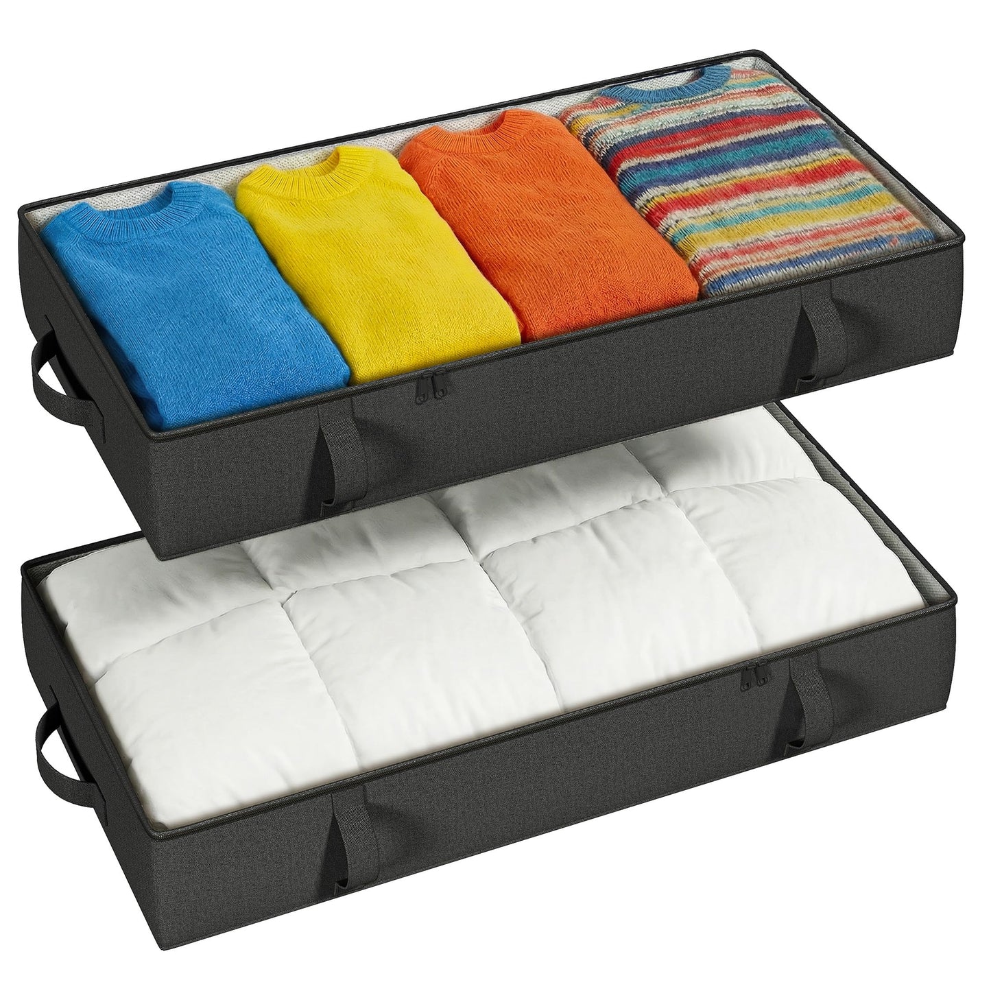 Under Bed Storage Containers 2 Pack Durable Organizer Bins Reinforced Clothes Accessories Storage Box