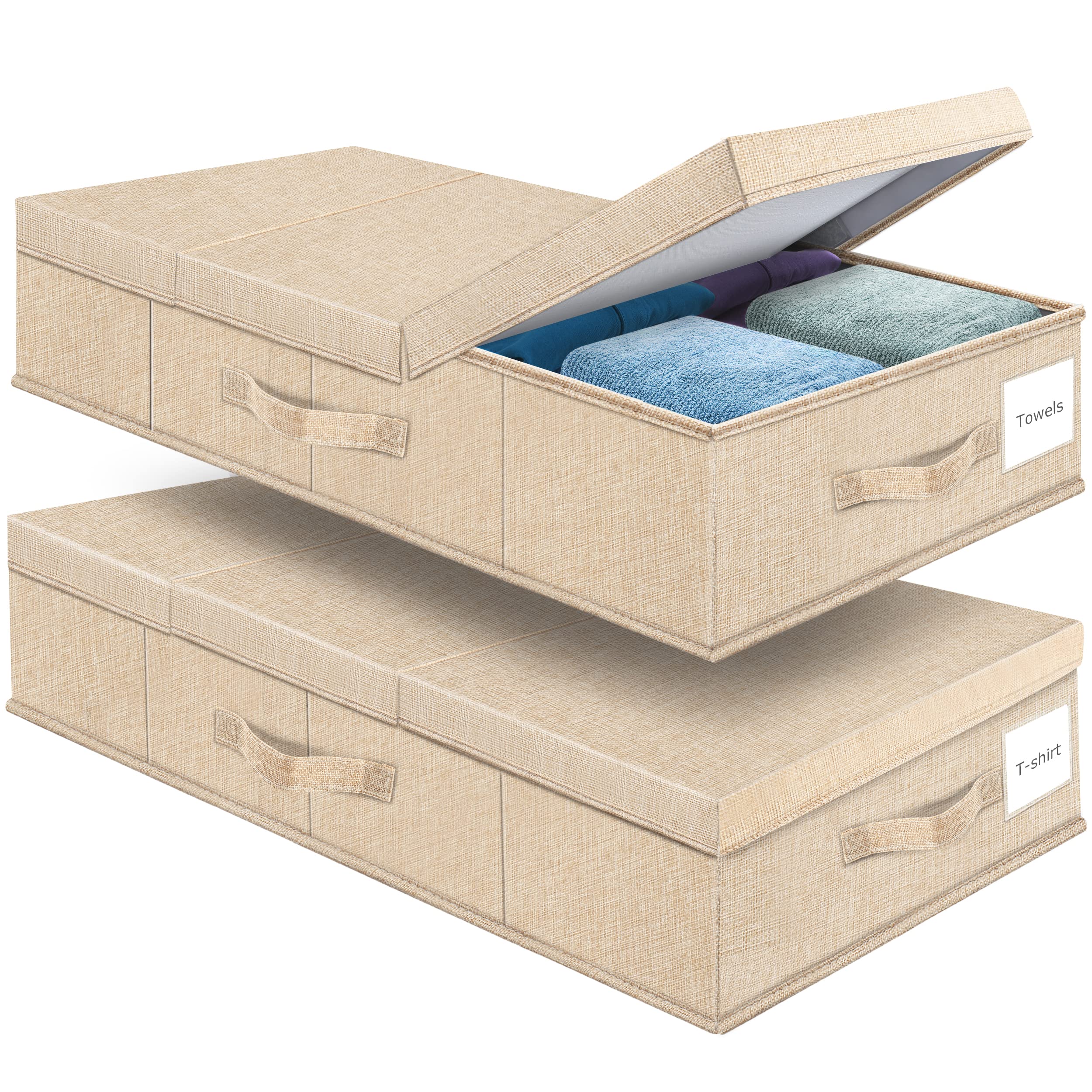 Under Bed Storage Containers Large Foldable Storage Box with Lid Clothes Shoes Blankets Pillow Organizer