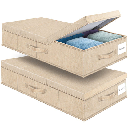 Under Bed Storage Containers Large Foldable Storage Box with Lid Clothes Shoes Blankets Pillow Organizer