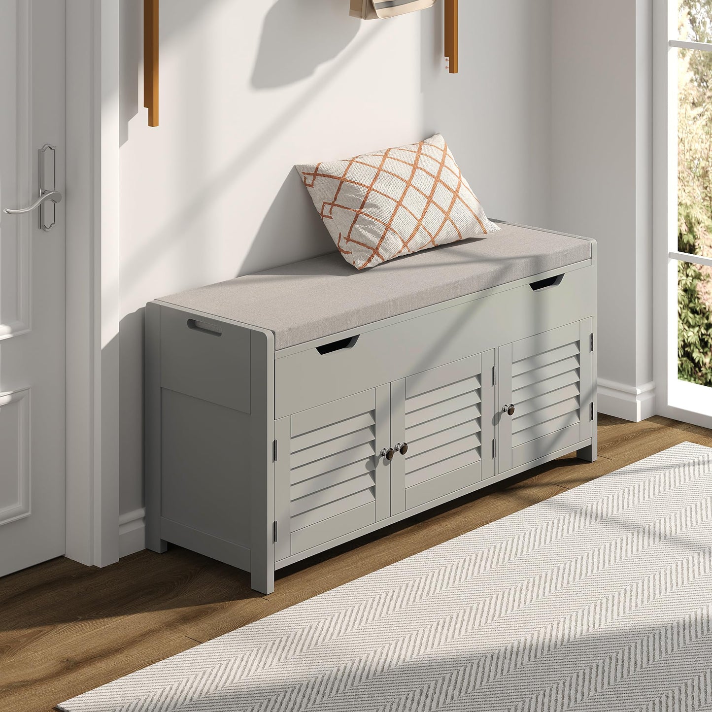 Shoe Storage Bench Lift Top Entryway Storage Bench Organizer Seat with Storage Cabinet