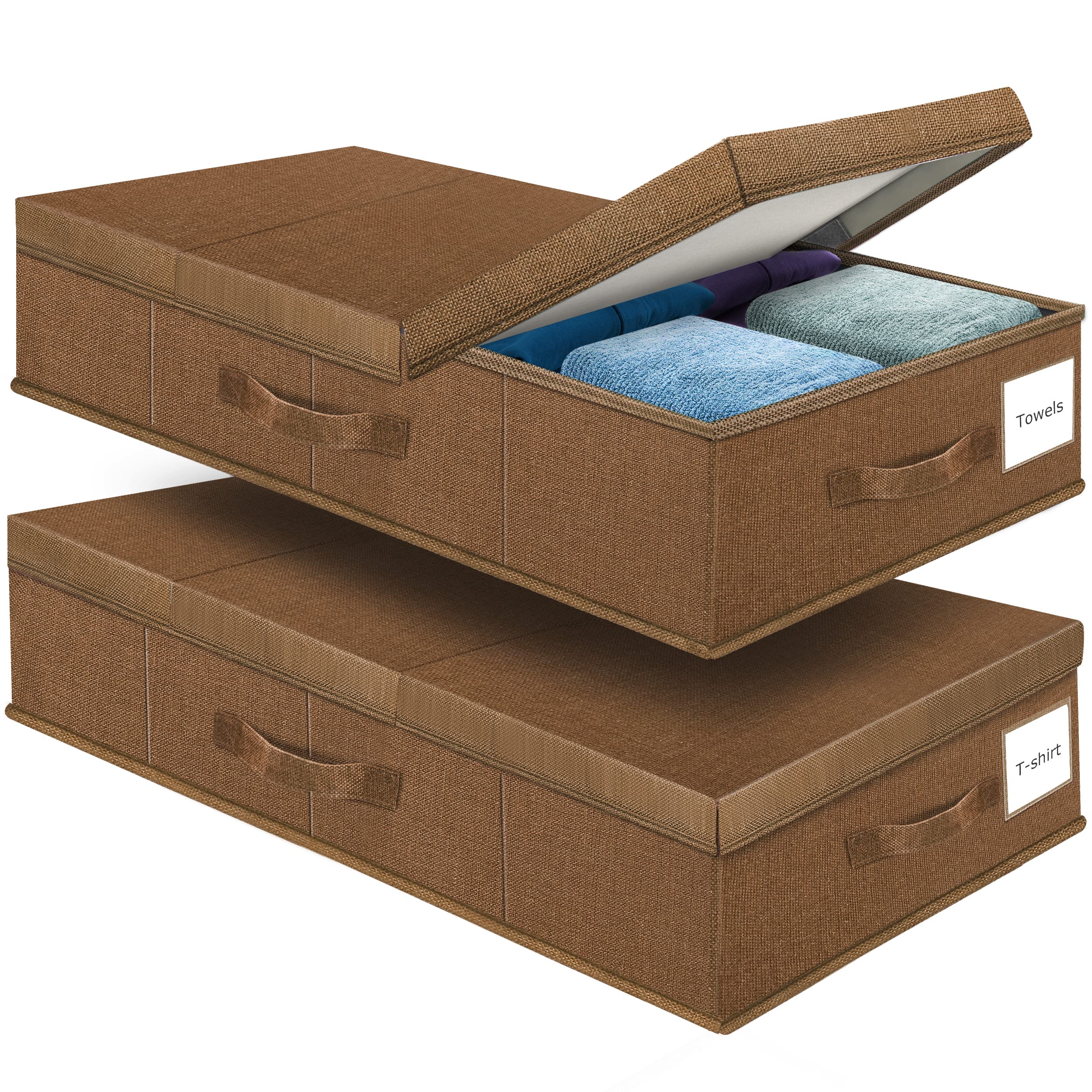 Under Bed Storage Containers Large Foldable Storage Box with Lid Clothes Shoes Blankets Pillow Organizer