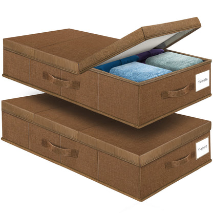 Under Bed Storage Containers Large Foldable Storage Box with Lid Clothes Shoes Blankets Pillow Organizer