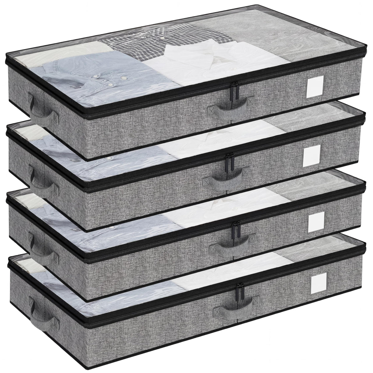 Under Bed Storage Containers 4 Pack Low Profile Clothes Storage Bins with Reinforced Sidewalls and Bottom