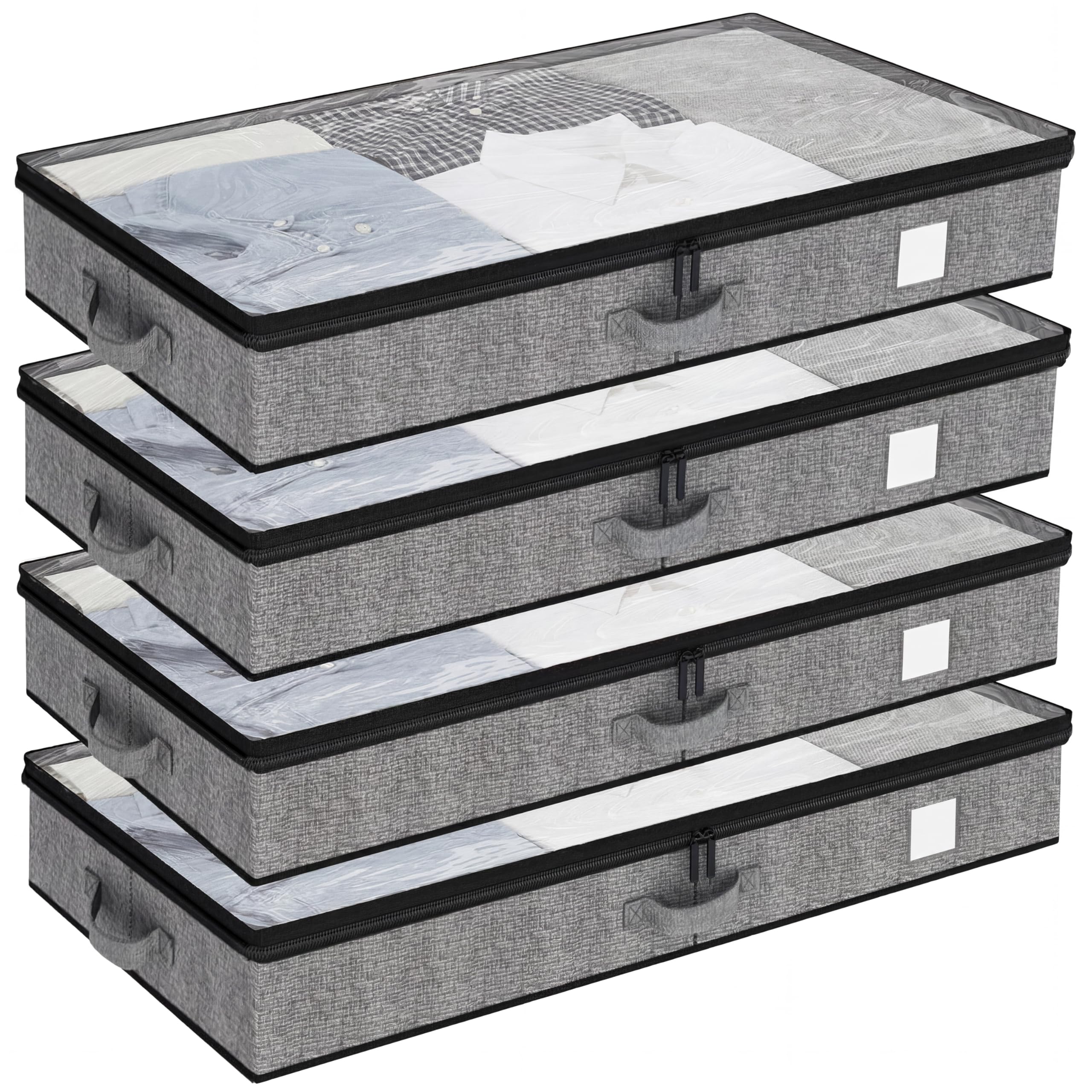 Under Bed Storage Containers 4 Pack Low Profile Clothes Storage Bins with Reinforced Sidewalls and Bottom