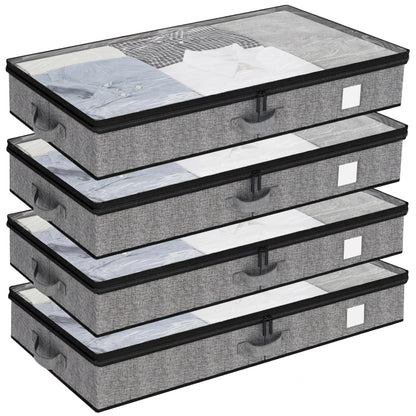 Under Bed Storage Containers 4 Pack Low Profile Clothes Storage Bins with Reinforced Sidewalls and Bottom
