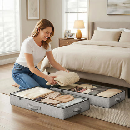 Under Bed Storage Containers 2 Pack Durable Organizer Bins Reinforced Clothes Accessories Storage Box