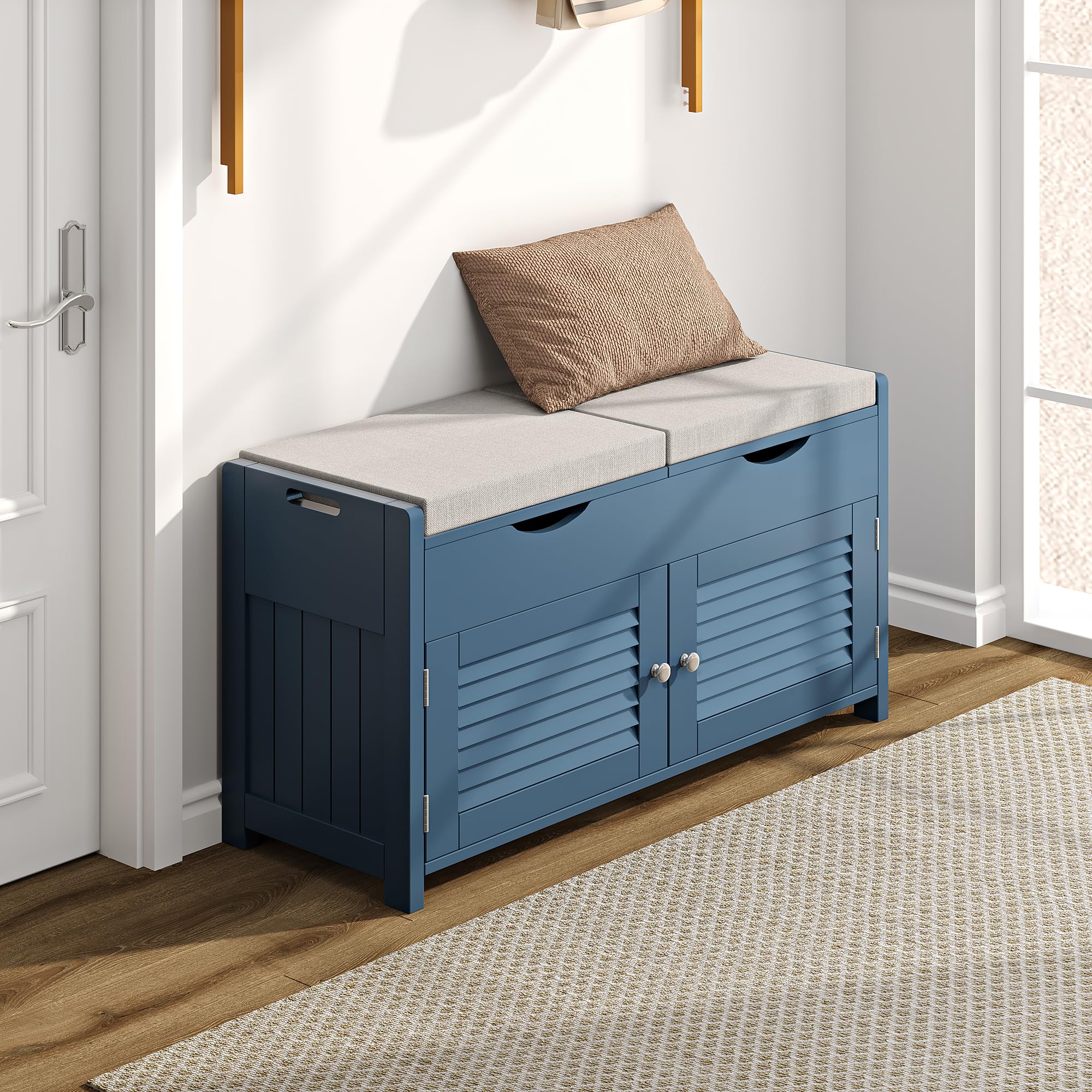 Shoe Storage Bench Lift Top Entryway Storage Bench Organizer Seat with Storage Cabinet
