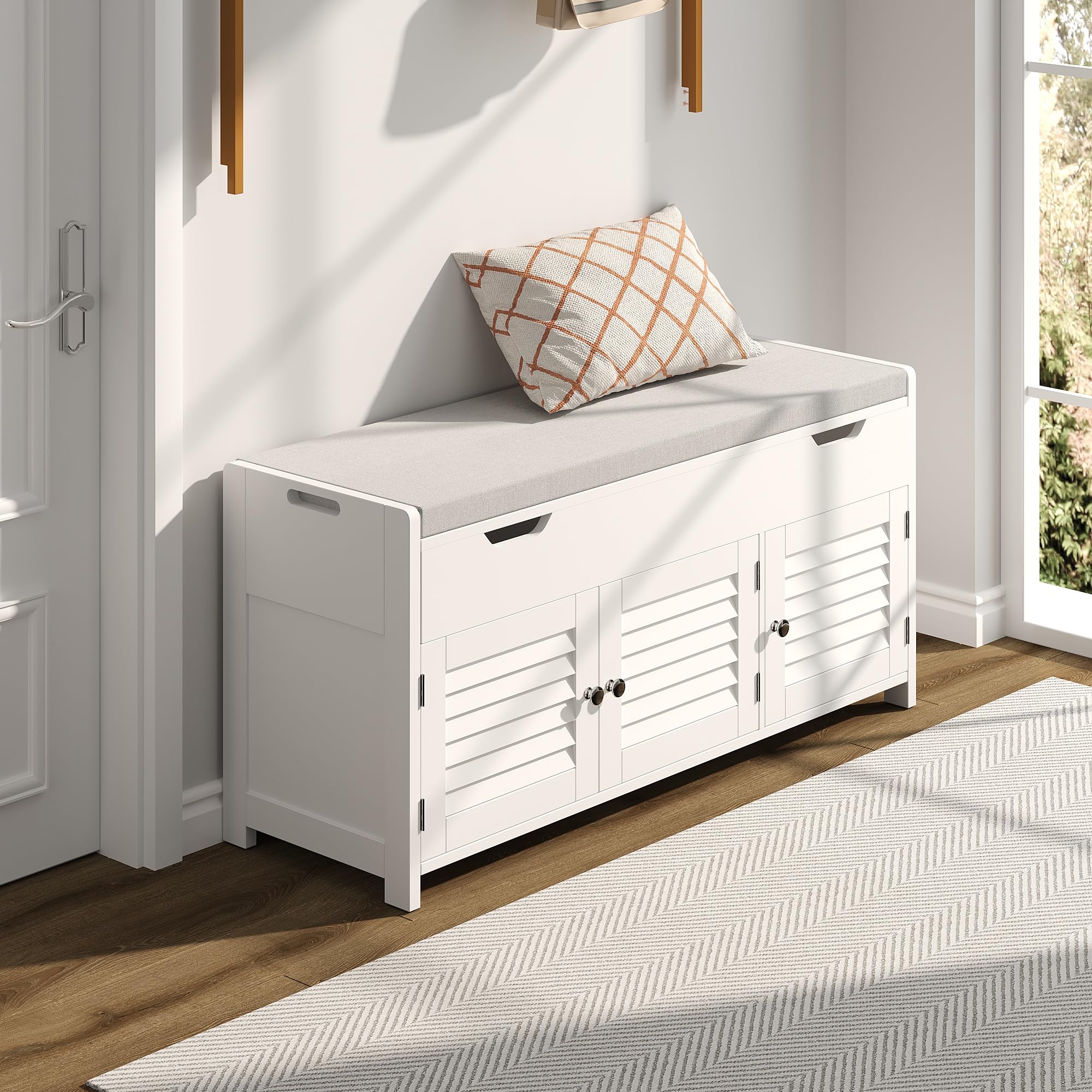Shoe Storage Bench Lift Top Entryway Storage Bench Organizer Seat with Storage Cabinet