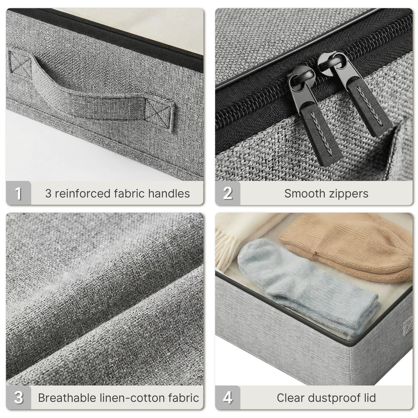 Under Bed Storage Containers 2 Pack Durable Organizer Bins Reinforced Clothes Accessories Storage Box