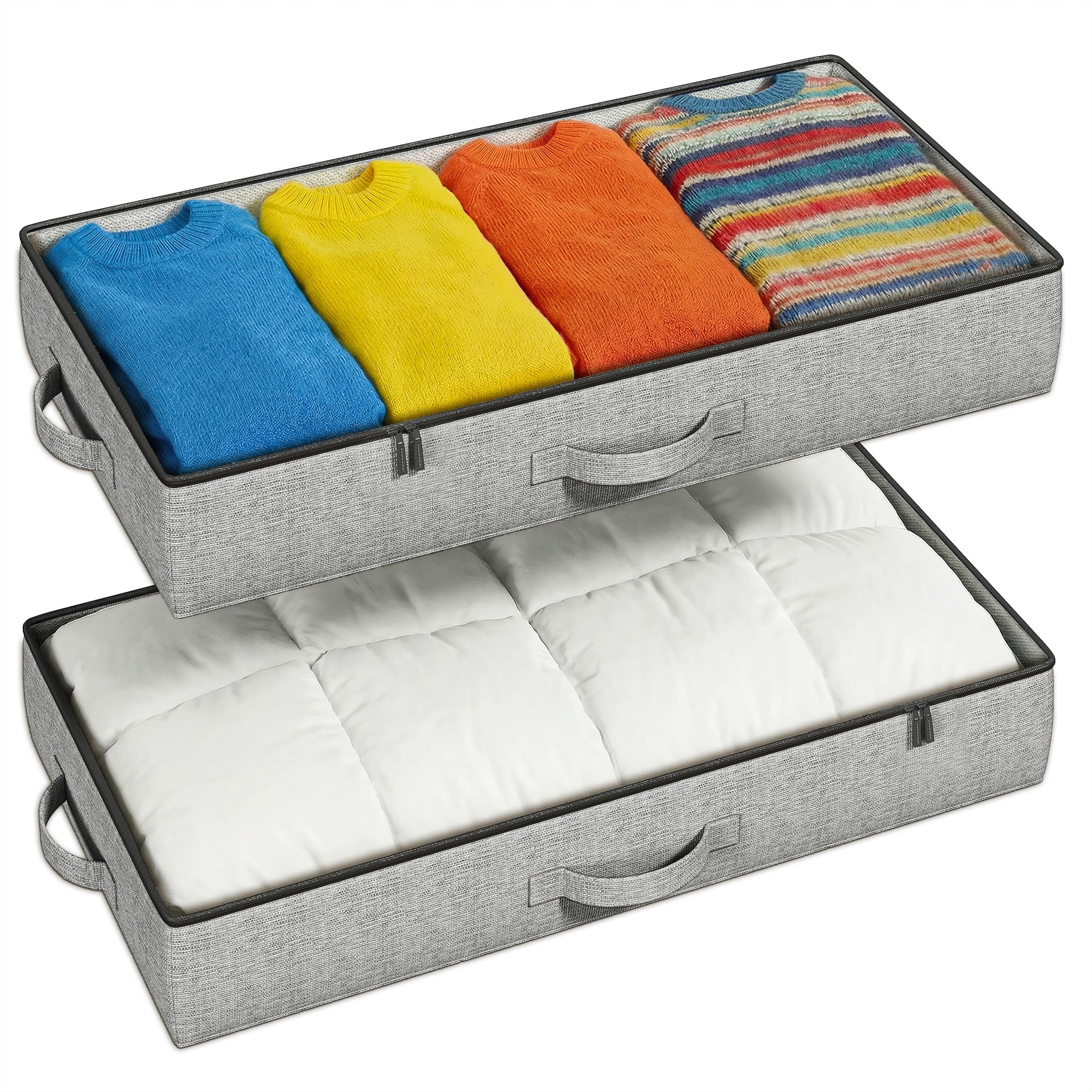 Under Bed Storage Containers 2 Pack Durable Organizer Bins Reinforced Clothes Accessories Storage Box