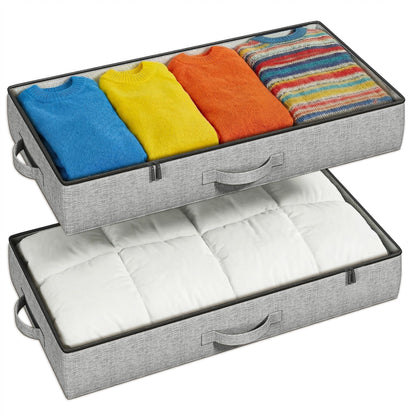 Under Bed Storage Containers 2 Pack Durable Organizer Bins Reinforced Clothes Accessories Storage Box
