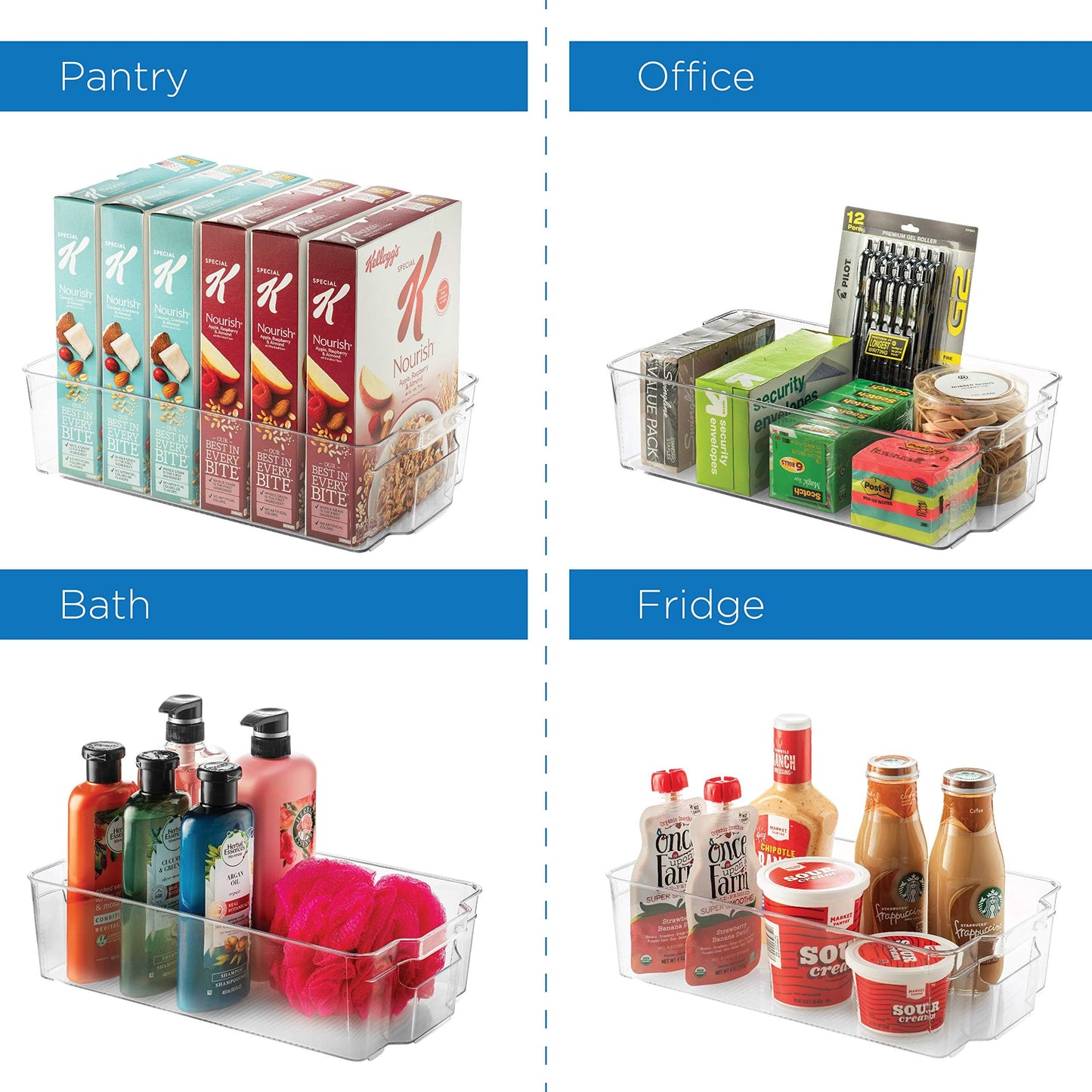 Set of 10 Refrigerator Organizer Bins Stackable Fridge Freezer Kitchen Clear Plastic Storage Containers