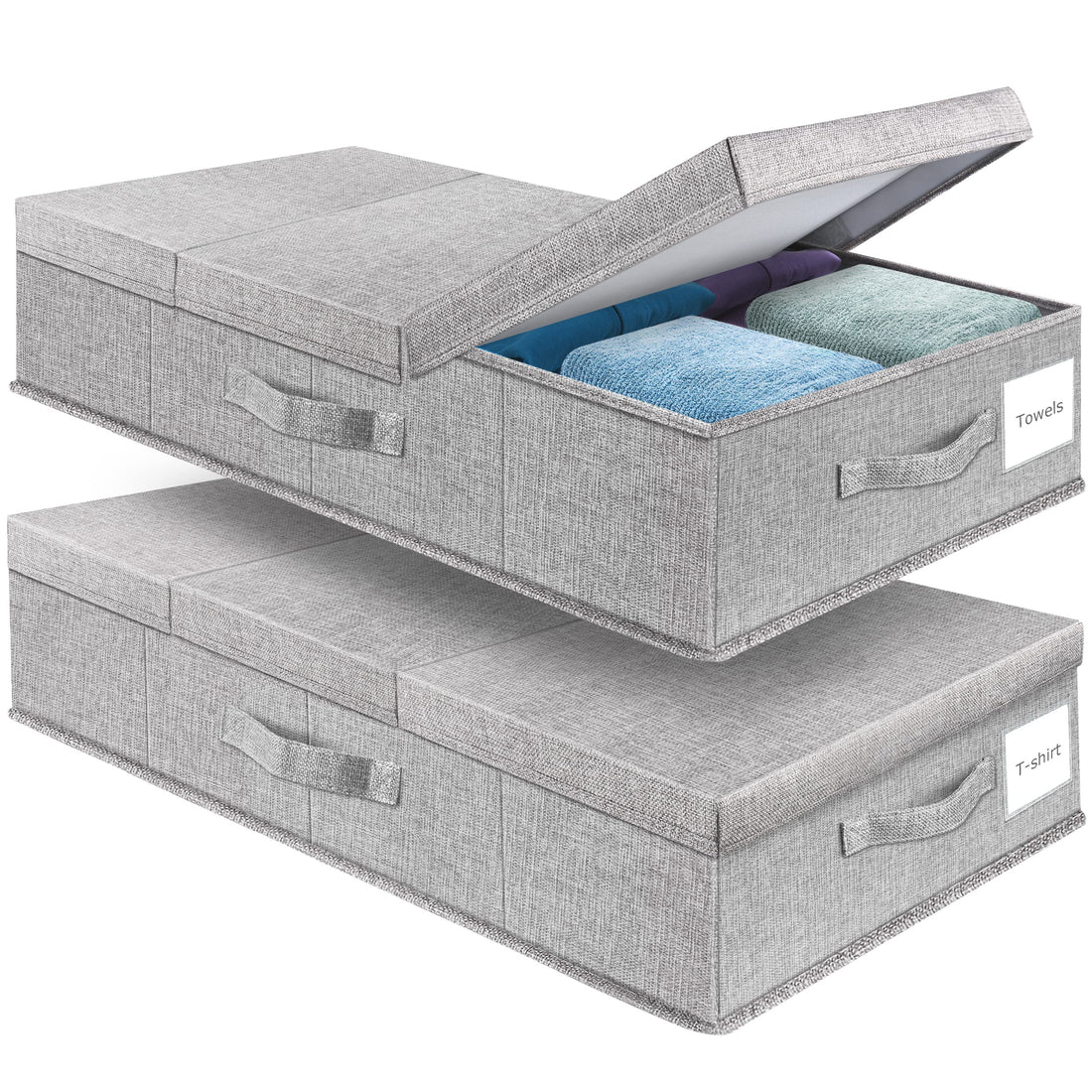 Under Bed Storage Containers Large Foldable Storage Box with Lid Clothes Shoes Blankets Pillow Organizer