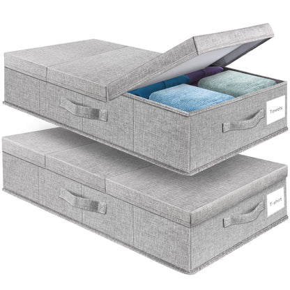 Under Bed Storage Containers Large Foldable Storage Box with Lid Clothes Shoes Blankets Pillow Organizer