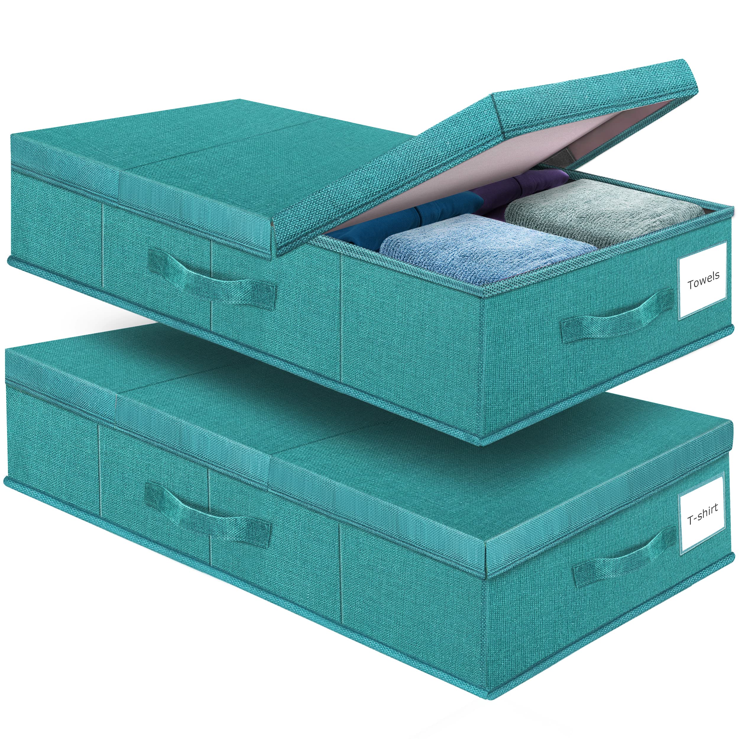 Under Bed Storage Containers Large Foldable Storage Box with Lid Clothes Shoes Blankets Pillow Organizer