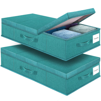 Under Bed Storage Containers Large Foldable Storage Box with Lid Clothes Shoes Blankets Pillow Organizer